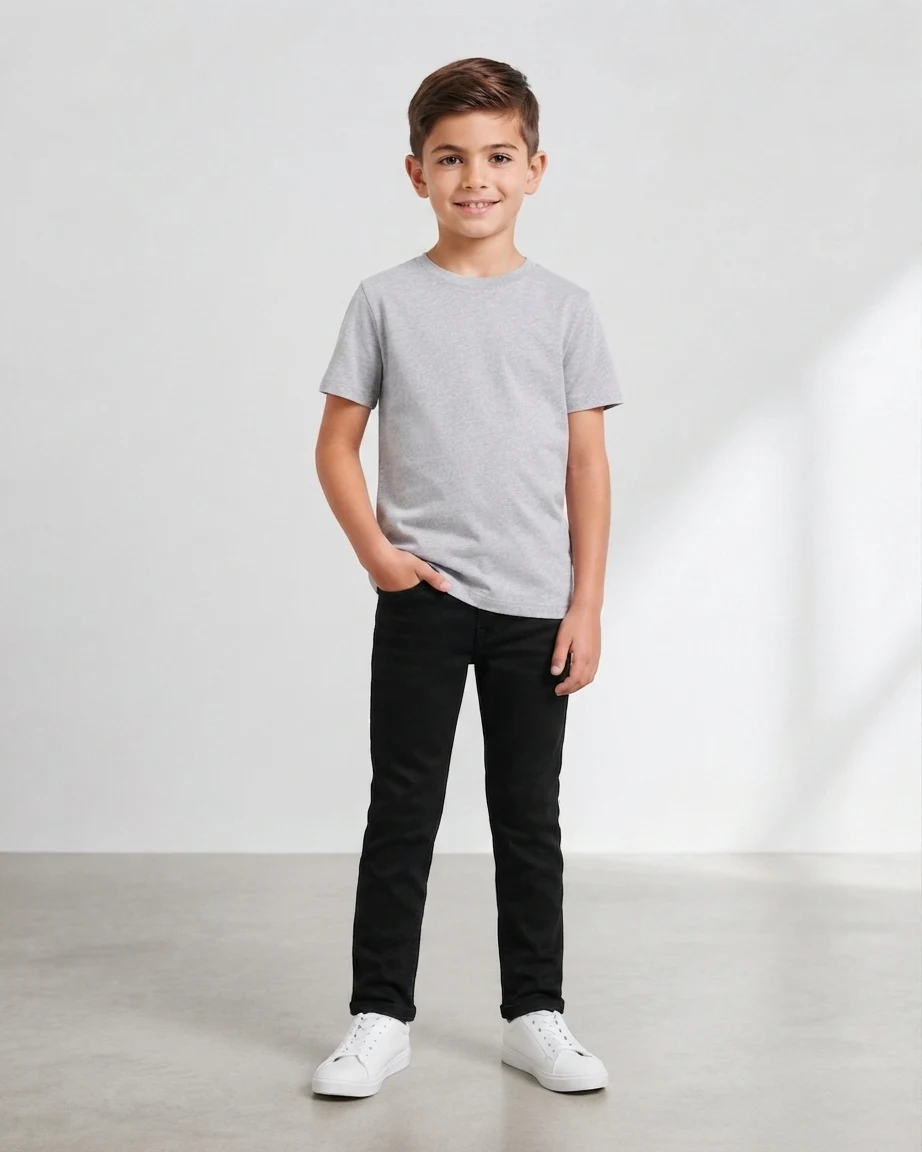 100% Cotton Plain T-Shirt for Kids – Steel Grey